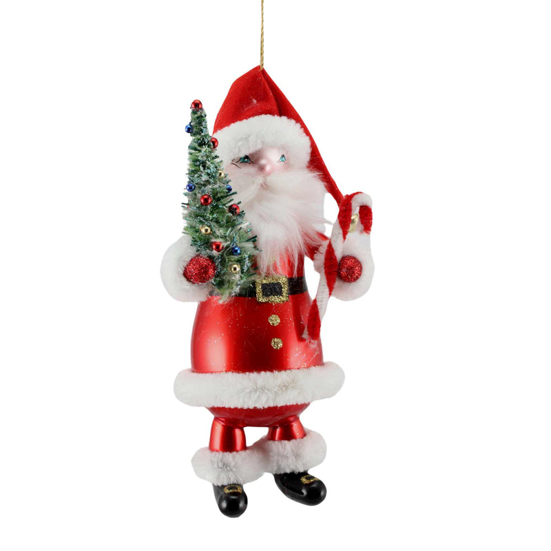 Preorder De Carlini 24 Standing Santa With Tree & Candy Cane - 1 Glass Ornament Inch, - Handmade Ornament Italy Mgd001 (60587)