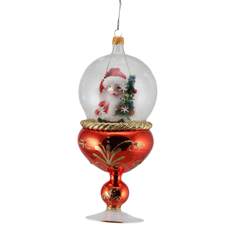 Preorder De Carlini 24 Sitting Santa Dome Tabletop Pedestal - 1 Glass Ornament Inch, - Handmade Ornament Italy Mgd011 (60597)