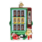 Old World Christmas M&M's Vending Machine - One Ornament 4.75 Inch, Glass - Plain And Peanut Candies Ornament 32607 (60600)
