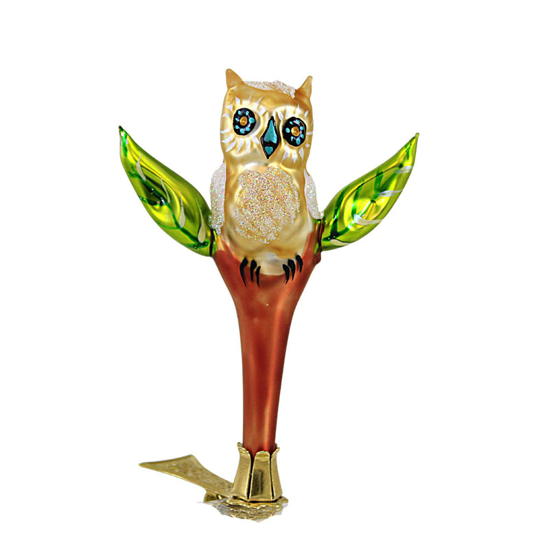 Morawski Ornaments Clip On Owl - 1 Glass Ornament 3.5 Inch, Glass - Ornament Bird Wise 09321 (60744)