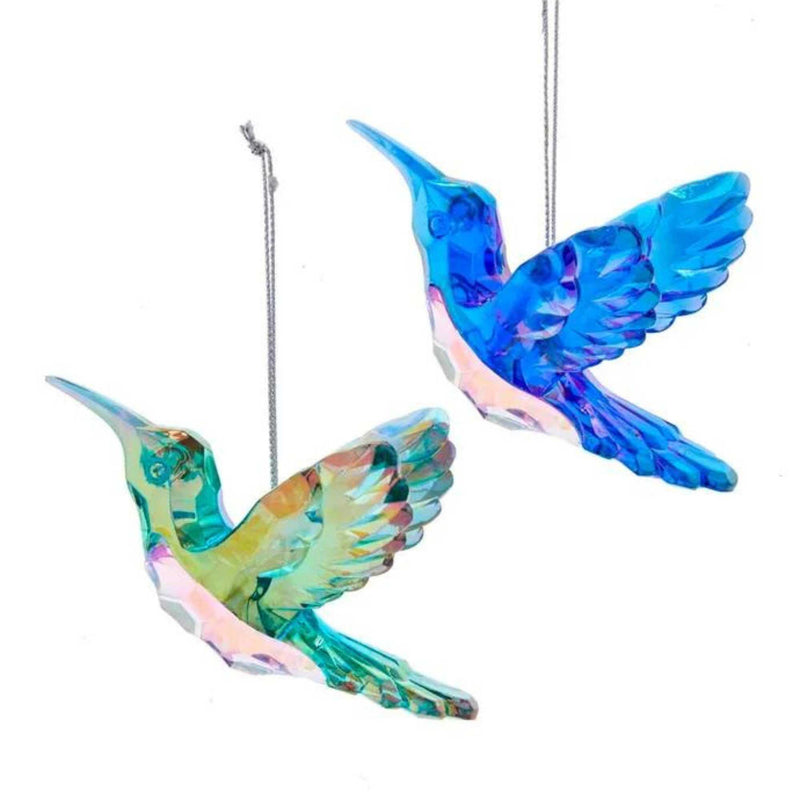 Kurt S. Adler Peacock Hummingbird Ornaments - Two Ornaments 3 Inch, Plastic - Iridescent Wings Flight T2816 (60755)