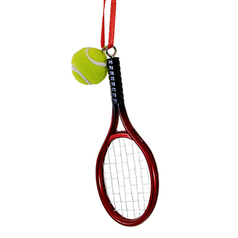 Kurt S. Adler Tennis Racket With Ball Ornament - One Ornament 4 Inch, Plastic - Realistic Details Strings Ball D0552 (60776)