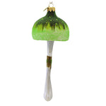 Morawski Green Ombre Glittered Mushroom - 1 Glass Ornament 8 Inch, Glass - Ornament Fungi Toadstool Cap Stalk 10622 (60793)