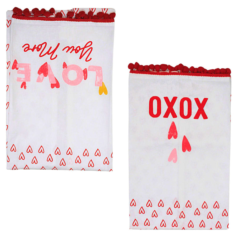 Ganz Heart Tea Towels - Two Towels 28 Inch, - Valentine's Day Love Xoxo Cb183876 (60836)
