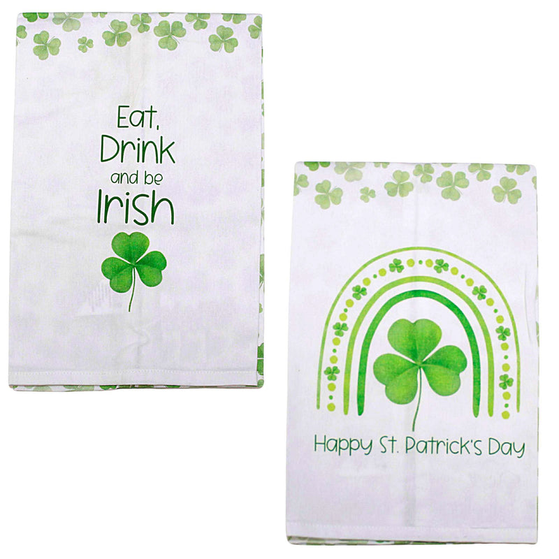 Ganz Saint Patrick's Day Tea Towels - Two Towels 28 Inch, - Clover Irish Drink Cb184175 (60837)