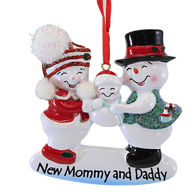 Kurt S. Adler Snow Family - One Ornament 3.25 Inch, Polyresin - Mom Dad Baby W8373 (60866)