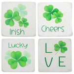 Ganz Shamrock Coasters - Four Coasters 3.75 Inch, Stone - Clover Saint Patrick's Day Cb184167 (60895)