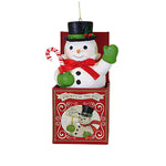 Bethany Lowe Frosty In The Box Ornament - One Ornament 4.5 Inch, Polyresin - Snowman Candy Cane Tl2373 (60950)