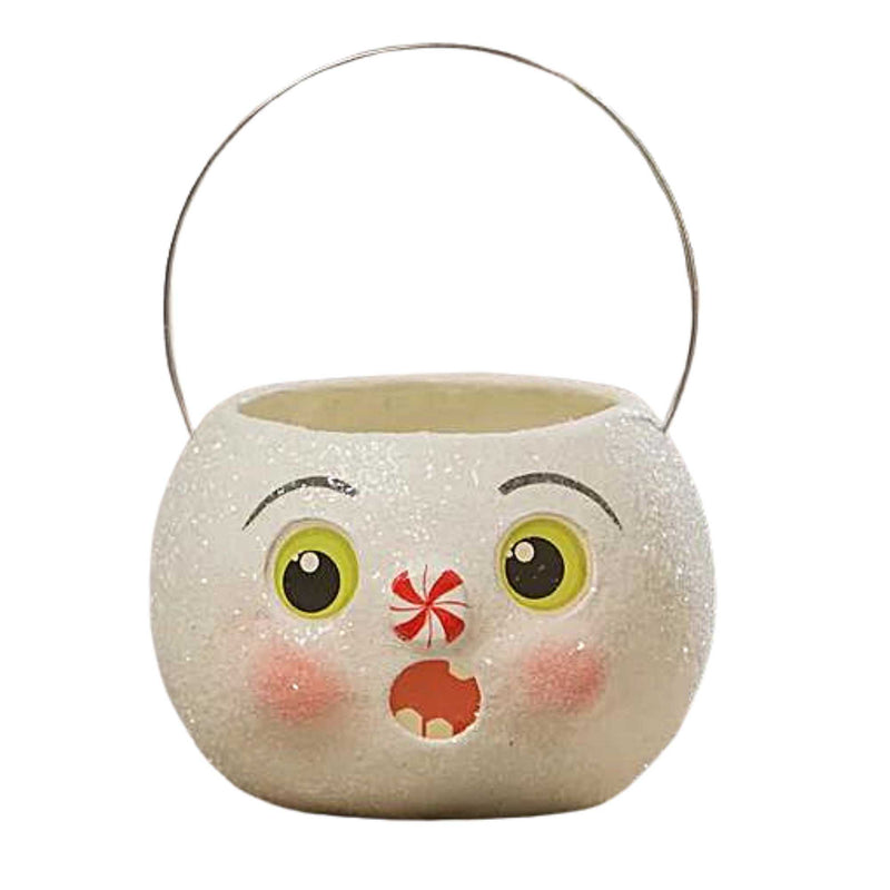 Bethany Lowe Surprised Snowman Bucket Petit - One Bucket 3 Inch, Paper - Peppermint Paper Eyes Mouth Tj2332 (60951)