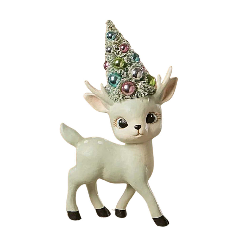 Bethany Lowe Aqua Reindeer With Tree - One Figurine 5 Inch, Polyresin - Bottle Brush Tl2381 (60958)
