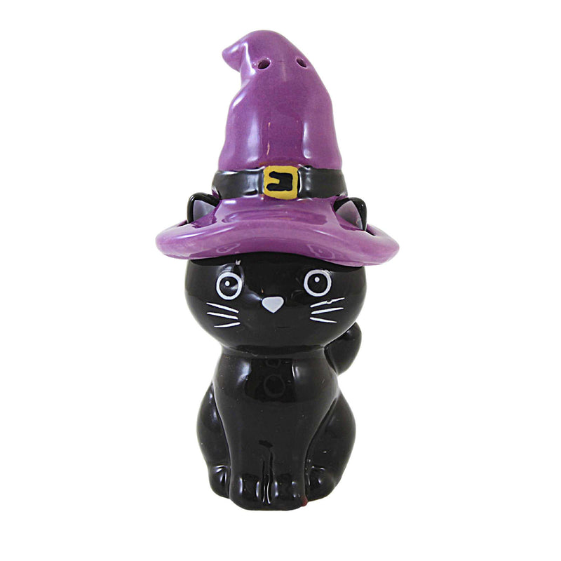 Ganz Witch Cat Salt And Pepper Shaker - One Set Of Salt And Pepper Shakers 4.25 Inch, Dolomite - Black Kitten Eh70643 (60964)