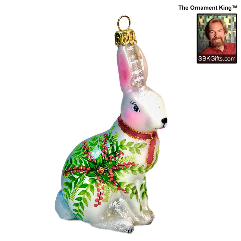 Preorder Hy 24 Winter Bunny - 1 Glass Ornament Inch, - Spring Easter Rabbit Ornament 24 30164 (61048)