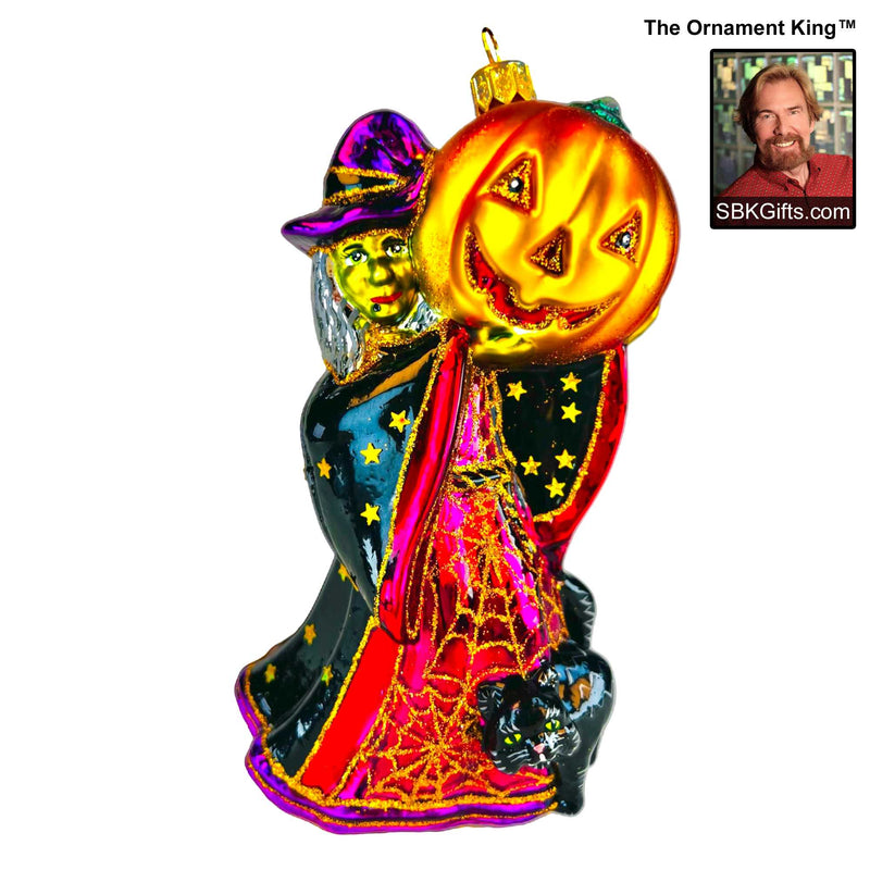 Preorder Hy 24 Bellina - 1 Glass Ornament Inch, - Witch Pumpkin Halloween Ornament 24 30224 (61068)