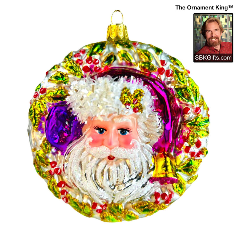 Preorder Hy 24 Kringle Wreath '24 - 1 Glass Ornament Inch, - Santa Face Ornament 24 30494 (61135)