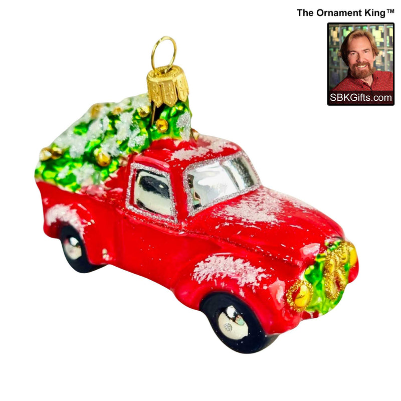 Preorder Hy 24 Christmas Truck - 1 Glass Ornament Inch, - Red Pickup Tree Ornament 24 30511 (61138)