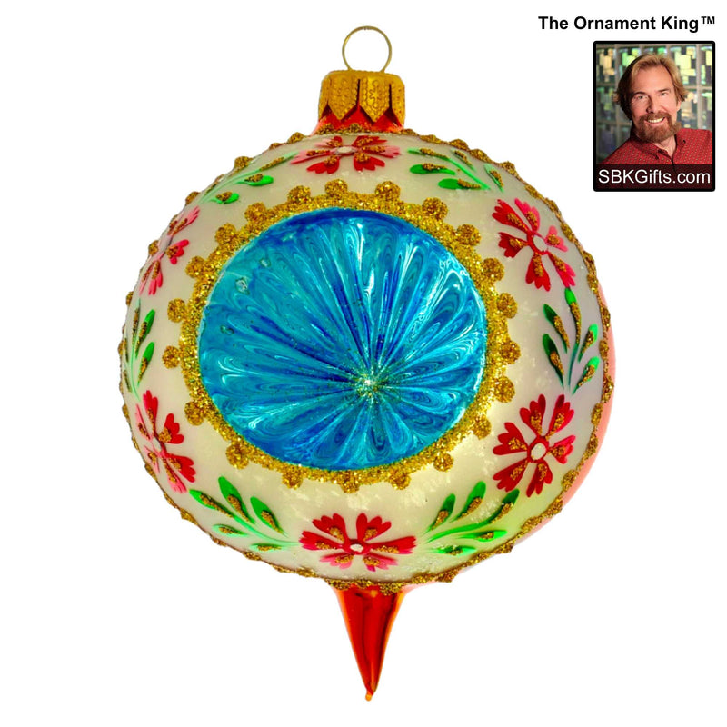 Preorder Hy 24 Bright Woodsong '24 - 1 Glass Ornament Inch, - Reflector Drop Flower 24 30032 Red (61166)