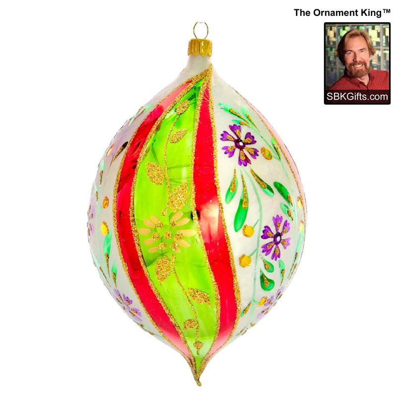 Preorder Hy 24 Meadow Lark '24 - 1 Glass Ornament Inch, - Floral Drop Ornament 24 30052 Green (61175)