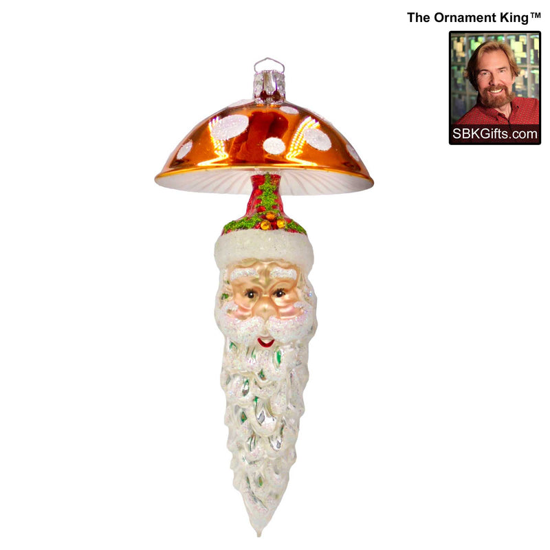 Preorder Hy 24 Luxe Charmer - 1 Glass Ornament Inch, - Mushroom Santa Drop Ornament 24 30385 Orange (61217)