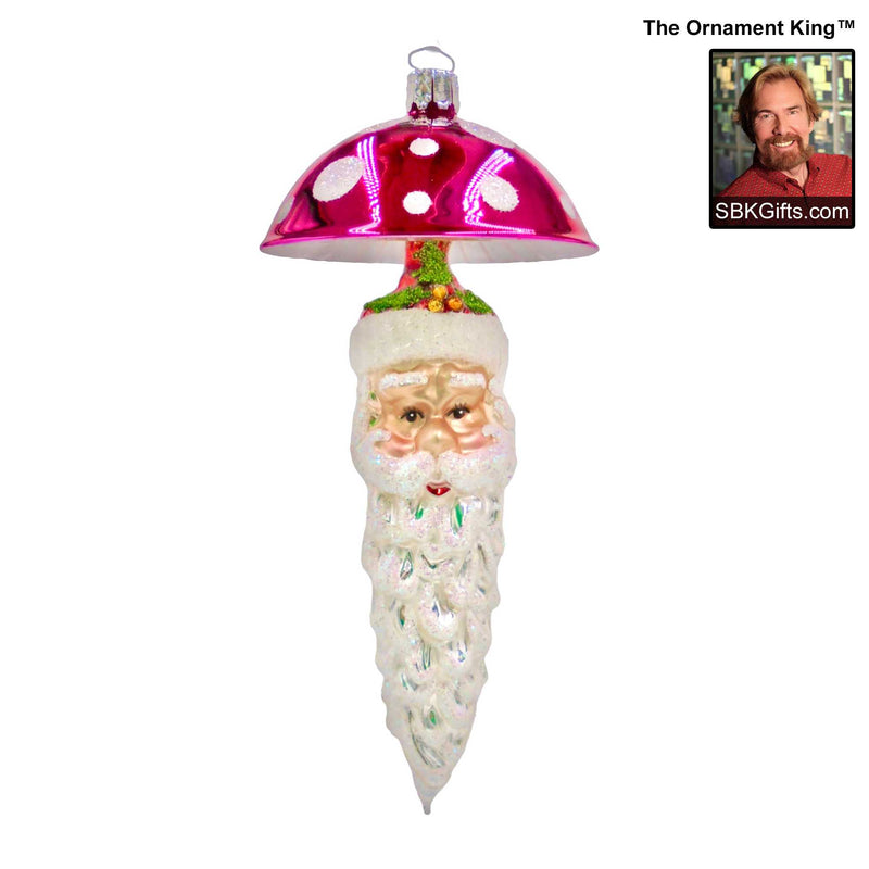 Preorder Hy 24 Luxe Charmer - 1 Glass Ornament Inch, - Mushroom Santa Drop Ornament 24 30385 Red (61218)