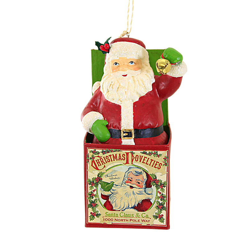 Bethany Lowe Santa In The Box Ornament - One Ornament 4.5 Inch, Polyresin - Bell Holly Vintage Tl2372 (61245)
