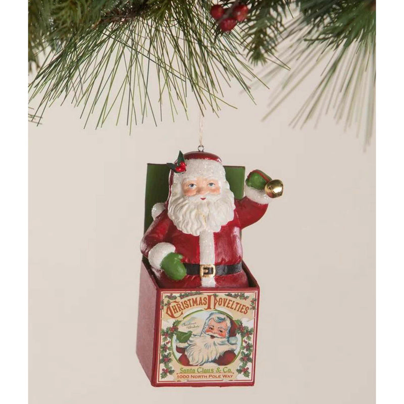 Bethany Lowe Santa In The Box Ornament - - SBKGifts.com