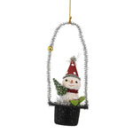 Bethany Lowe Snowman In Top Hat Ornament - One Ornament 5.5 Inch, Polyresin - Holly Bottle Brush Tree Ma2085 (61246)