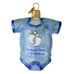 Old World Christmas Blue Baby Onesie - One Glass Ornament 3.25 Inch, Glass - Infant Dress 32339Nfjr (61294)