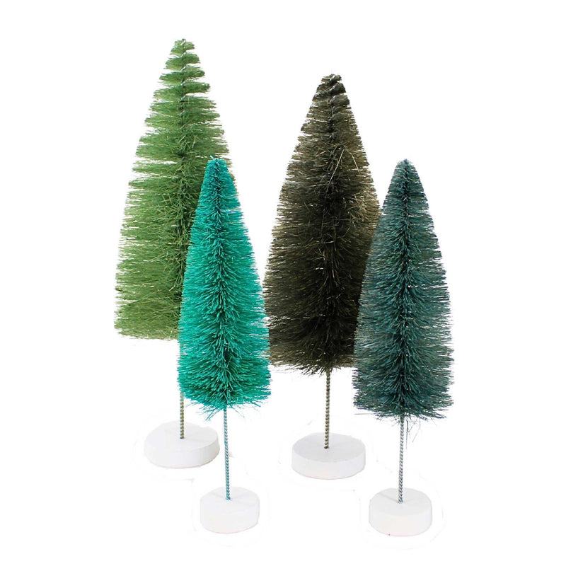 Cody Foster Green Hue Rainbow Trees - 4 Decorative Trees 11.75 Inch, Sisal - Village Decorate Bottle Brush Ms427gnf (61298)