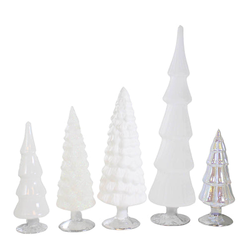 Cody Foster White Hued Glass Trees Set / 5 - - SBKGifts.com