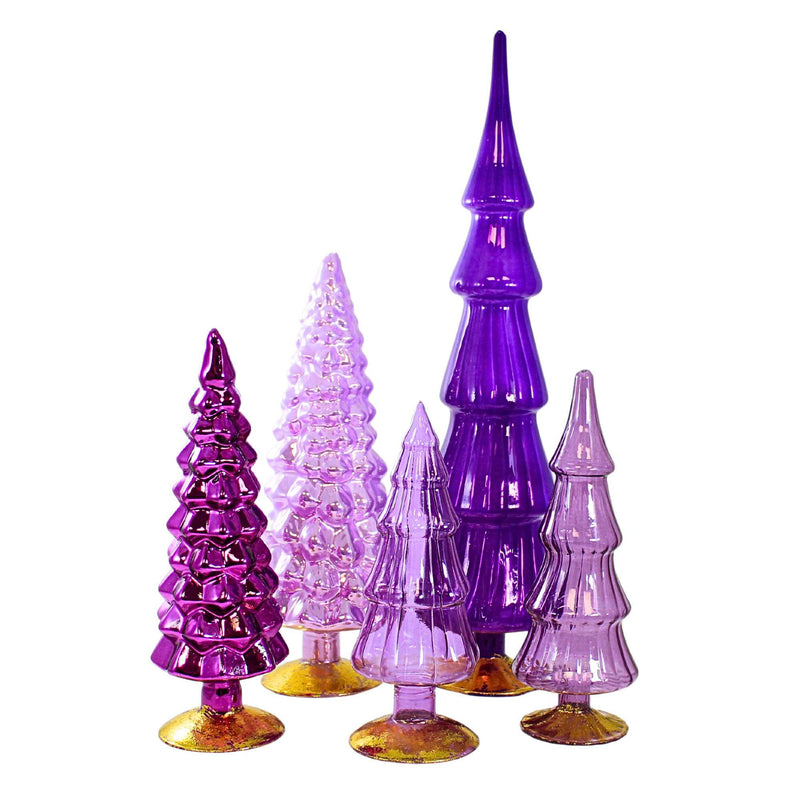 Cody Foster Violet Hued Glass Trees Set / 5 - 5 Glass Trees 17 Inch, Glass - Christmas Village Decorate Ms2040v (61303)