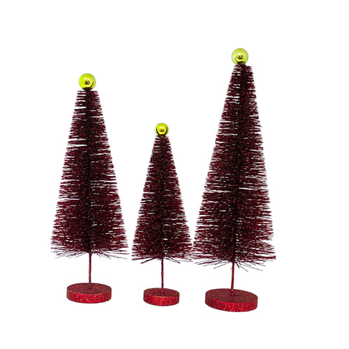 Cody Foster Red Glitter Trees 3 Pc Set - - SBKGifts.com