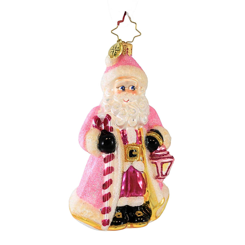 Christopher Radko Company Donned In Pink - One Glass Ornament 4.75 Inch, Glass - Santa Claus Lantern Pink 1021094 (61390)