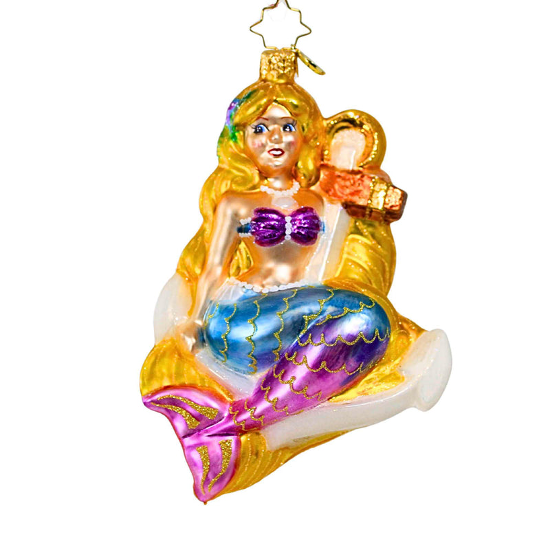Christopher Radko Company Merry Maiden Of The Sea - One Glass Ornament 6 Inch, Glass - Ornament Mermaid Anchor Ocean 1020715 (61391)