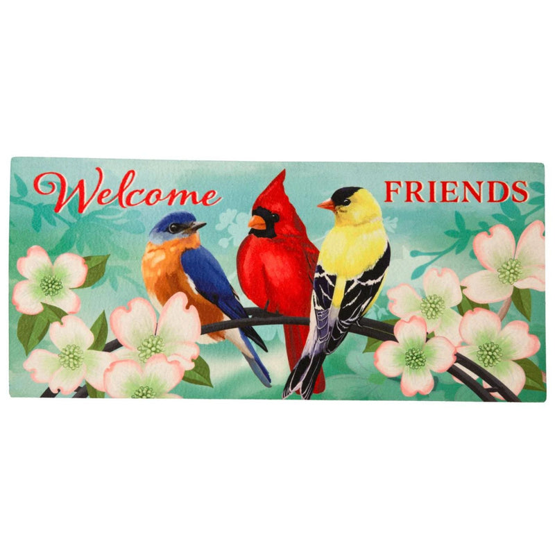 Evergreen Welcome Friends Sassafras Switch Mat - One Switch Mat 9.75 Inch, Rubber - Summer Birds Flowers 432264 (61606)