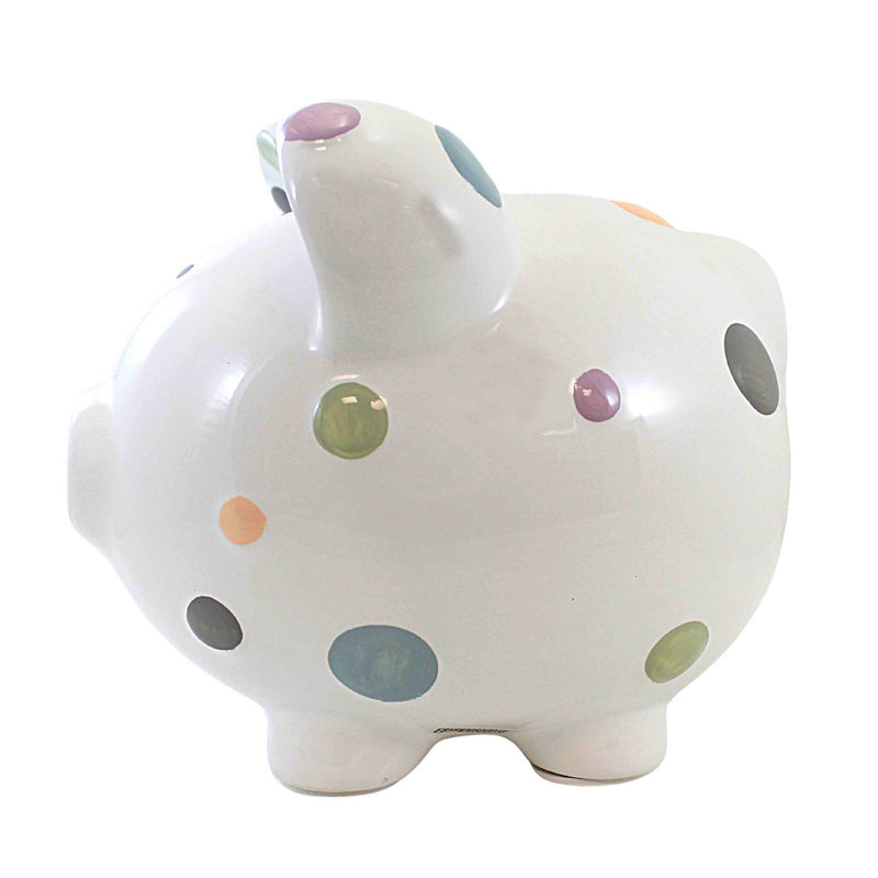 Child To Cherish Pastel Multi Dot Pig Bank - One Bank 7.5 Inch, Ceramic - Save Money Piggy 3606Pm (61657)