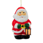 Mr. Christmas Nostalgic Santa Ornament - One Ornament 4.5 Inch, Ceramic - Lights Up Lantern 10274 (61680)