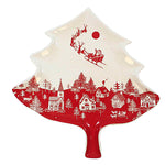 Transpac Tree-Shaped Toile Plates - - SBKGifts.com