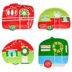 Transpac Camper-Shaped Treat Plates - Four Camper Shaped Plates 5.5 Inch, Dolomite - Christmas Set/4 Snack Tc01948 (61685)