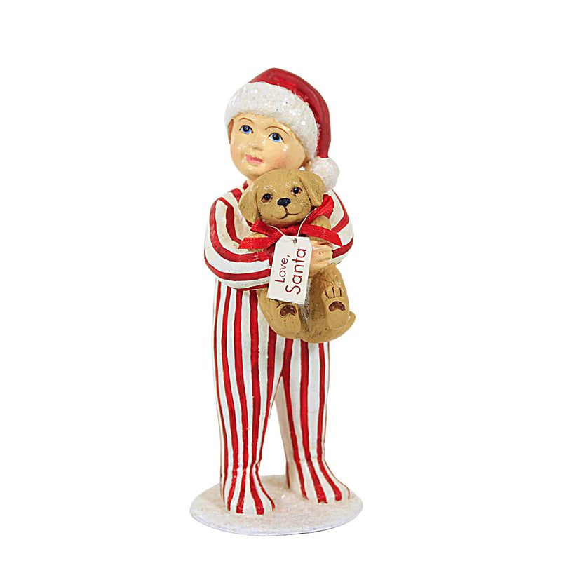 Bethany Lowe Landon's Christmas Puppy Surprise - One Figurine 5 Inch, Polyresin - Santa Hat Dog Td1155 (61816)