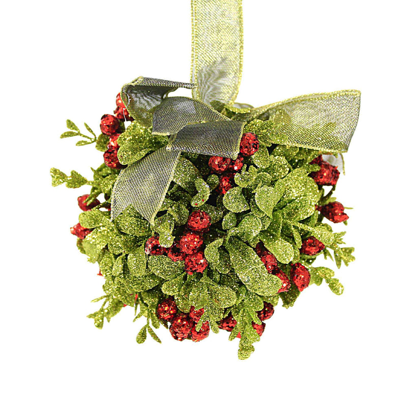 Ganz Mistletoe Hanging Kissing Ball - One Hanging Ball 4 Inch, Plastic - Berries Ribbon Kk16 (61973)