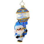 Christopher Radko Company First Christmas Rattle Baby Blue - One Ornament 5.75 Inch, Glass - Santa  Baby 1021209 (61974)