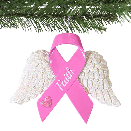 Kurt S. Adler Pink Ribbon Wing Ornament - - SBKGifts.com