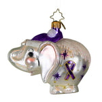 Christopher Radko Company Ellie - One Ornament 3.75 Inch, Glass - Purple Ribbon Elephant 1016955 (62011)