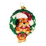 Christopher Radko Company Puppy Love - One Ornament 4.75 Inch, Glass - Dog Wreath Bones 1019930 (62016)