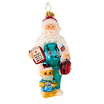 Christopher Radko Company Dr. Claus Cares - One Ornament 6.25 Inch, Glass - Medical Bag Teddy Bear Chart 1020826 (62024)