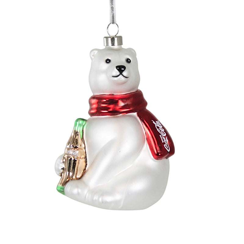 Kat + Annie Coco-Cola Cheers To The Season - One Ornament 4.5 Inch, Glass - Polar Bear 84281 (62027)