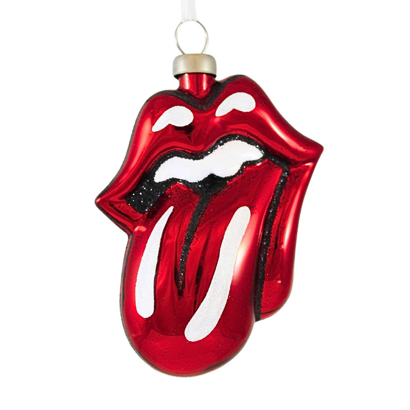 Kat + Annie Rolling Stones Tongue - One Ornament 3.75 Inch, Glass - Christmas Ornament Red 84330 (62030)