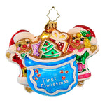 Christopher Radko Company Merry Messages - One Ornament 4 Inch, Glass - Gingerbread Couple First Christmas 1020888 (62218)