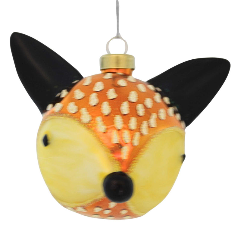 Kat + Annie Fox Head Ornament - One Ornament 4.5 Inch, Glass - Sly Triangular Ears 78486 (62226)