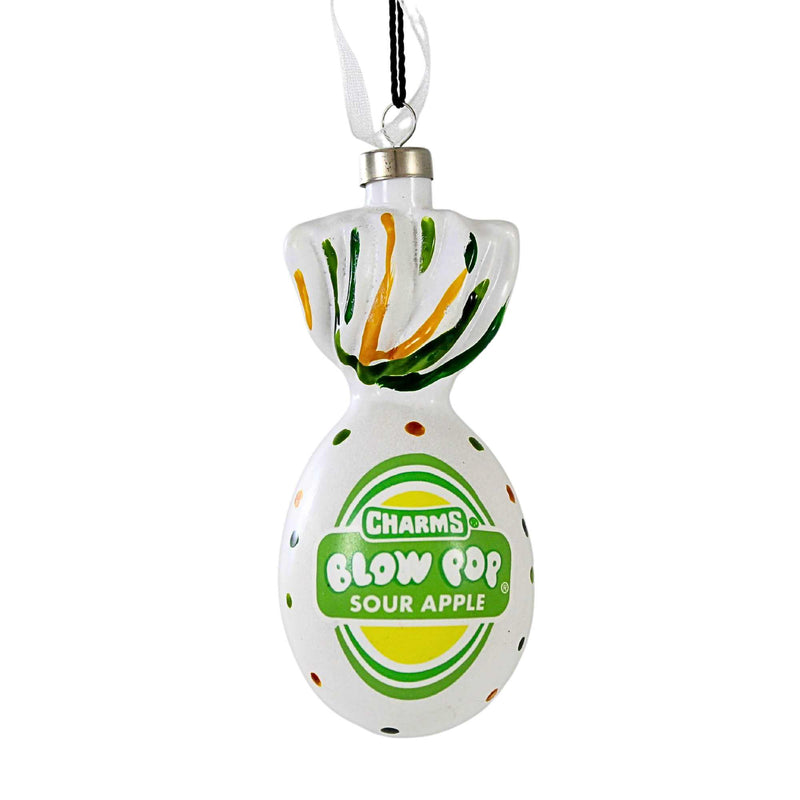 Kat + Annie Sour Apple Blow Pop - One Ornament 4 Inch, Glass - Charms® Tootsie Roll® 878954 (62234)